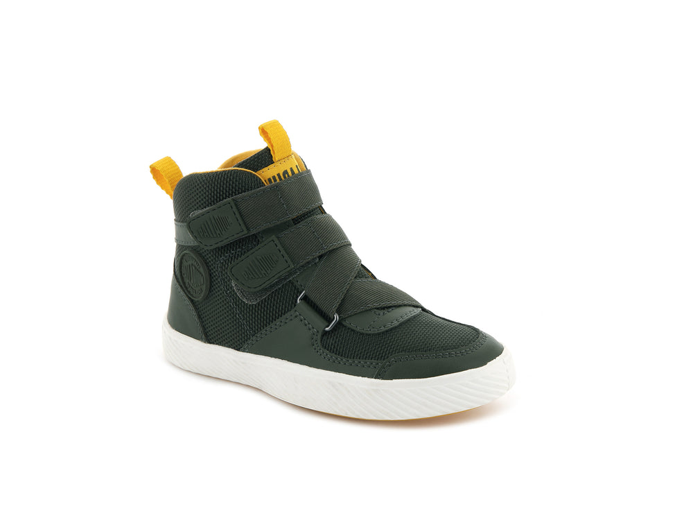 Zapatillas Palladium PALLASTREET MID ST Niños Verde Oliva Doradas | Costa Rica-30278